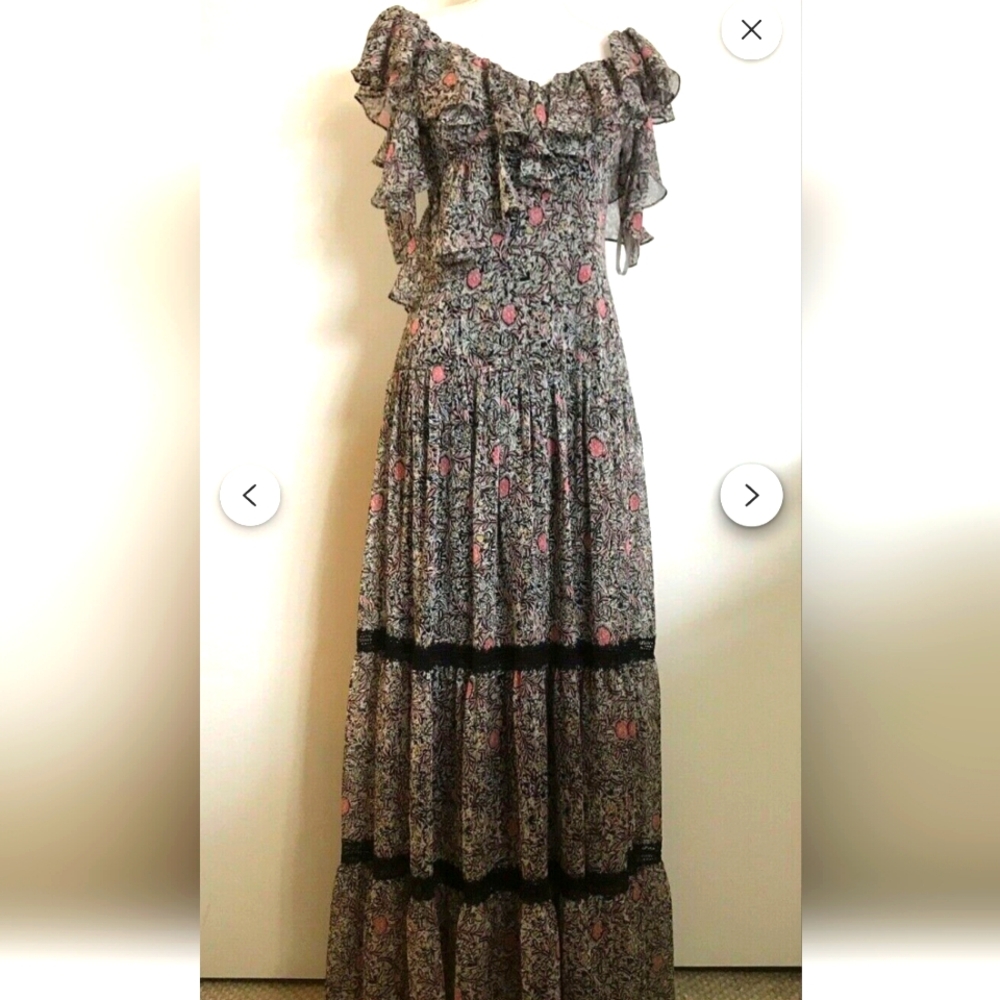 Floral Ruffle Off-Shoulder Maxi Dress
